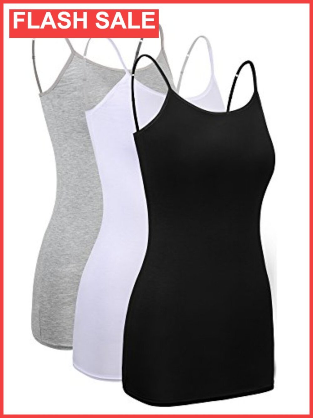 Women's Modal Spandex Cami Tank Top Adjustable Spaghetti Strap Fitted Scoop